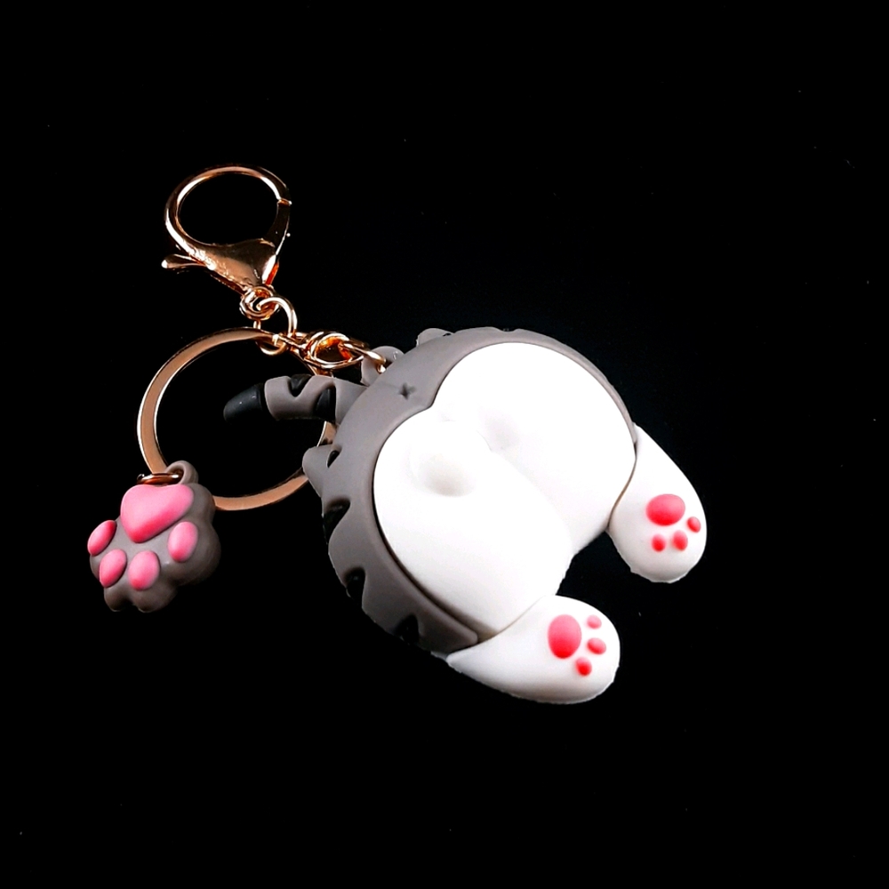 KITTY CULU GRAY STRIPED KEY HOLDER
